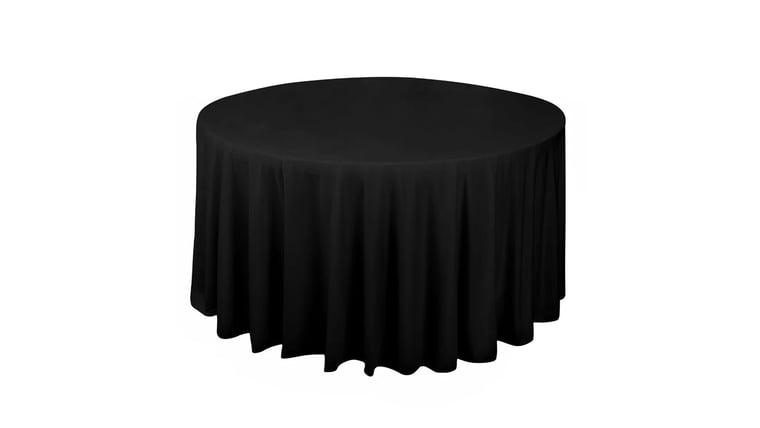 120 inch Cover - ROUND FLAT Traditional Table Cover 120" - Black