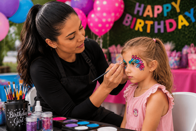 Face painting artist painting a child’s face