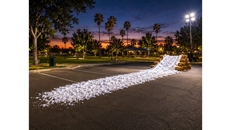 Double Lane Snow Sledding Hill with Straw Bale Buildout