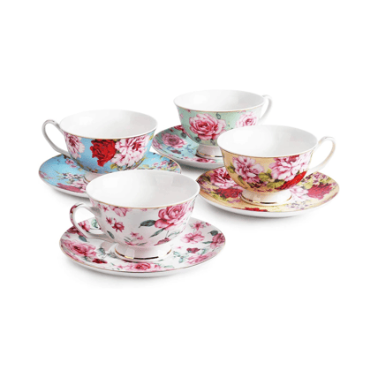 Tea / Coffee Cup Flora - Set of 4 (cups & plates) null glassware rental