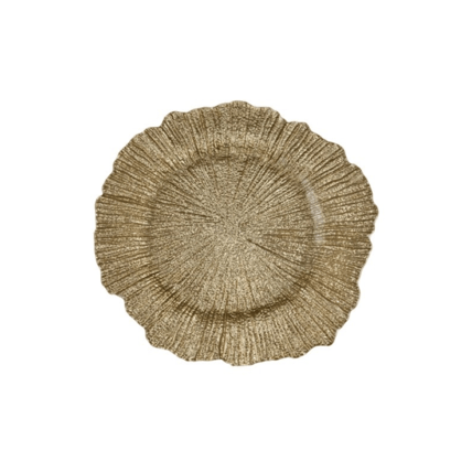 Glass Sea Sponge Gold dinnerware rental
