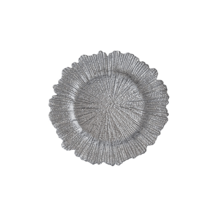Glass Sea Sponge Silver dinnerware rental
