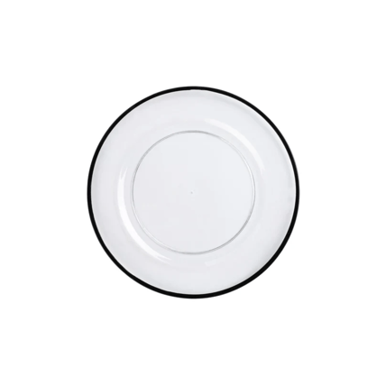 Clear Glass with Trim Black dinnerware rental