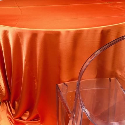 Crepe Back Satin Orange tablecloth linen rental