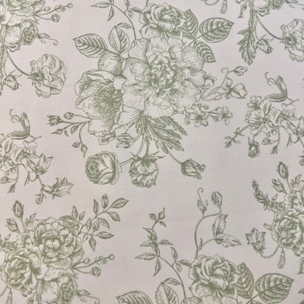Toile Sage tablecloth linen rental