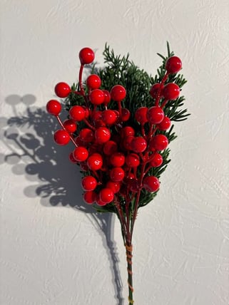 Pine Branches with Red Berry stems-Artificial decorative greenery rental
