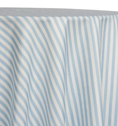 Stripe Light Blue tablecloth linen rental