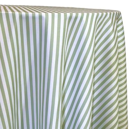 Stripe Sage Green tablecloth linen rental