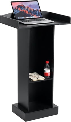 Black Podium Stand- height of 41 inches, wider desktop in 23.6'' W and 15.7'' D pedestal rental