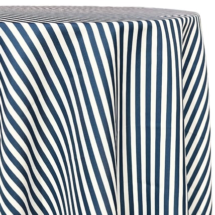 Stripe Navy tablecloth linen rental