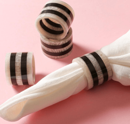 Smoky Black Stripes Napkin rings napkin ring rental