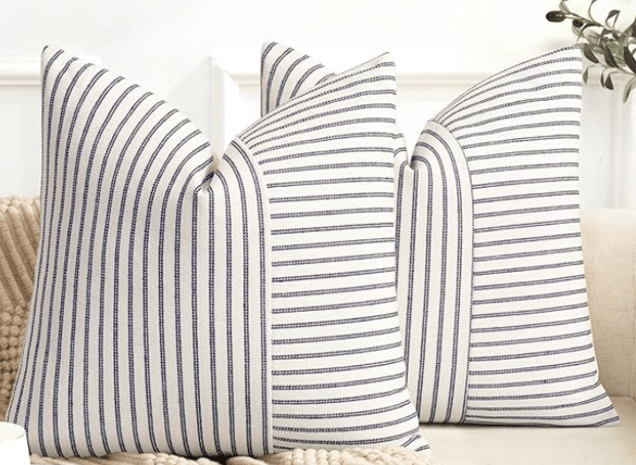 Lounge Pillows-Navy Blue and Beige Striped pillow rental