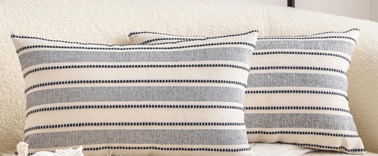 Lounge Pillows-Classic Blue and Beige Striped pillow rental