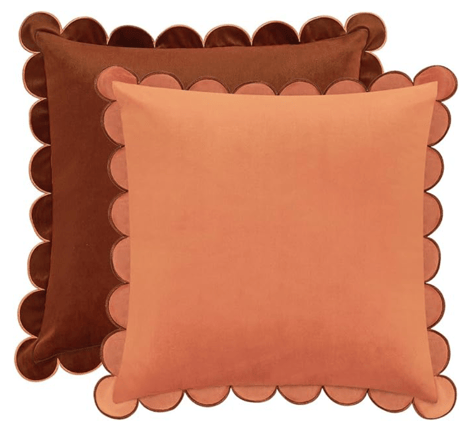 Velvet scalloped Miel Mauve Pink Pillow pillow rental