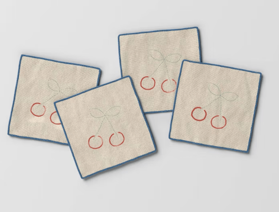 Embroidery Cherry Cocktail Napkins null napkin rental