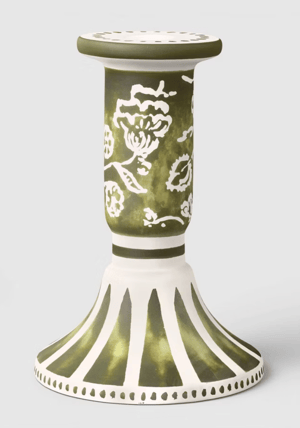 Hand painted sage Ceramic Candlestick Holders - Set of candle holder rental