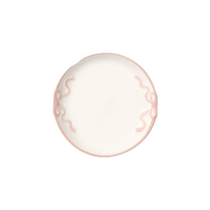 Pretty In Cream with pink Bow 6" null dinnerware rental