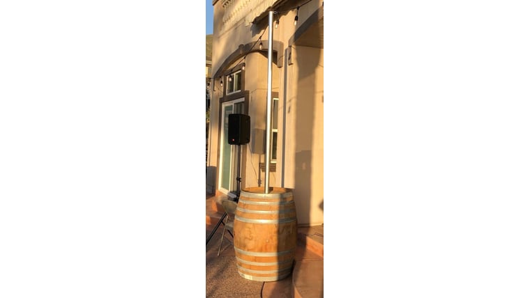 Wine Barrel Light Pole rental from NCW Event Rentals, available in Wenatchee, Cle Elum, Chelan and Leavenworth Washington