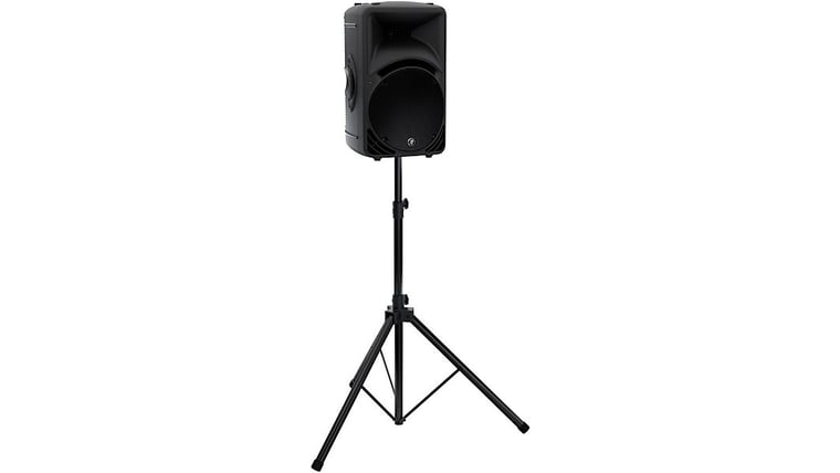 Professional-Grade Mackie SRM212XT Speaker (w/ Stand & Power Cable) rental from NCW Event Rentals, available in Wenatchee, Cle Elum, Chelan and Leavenworth Washington